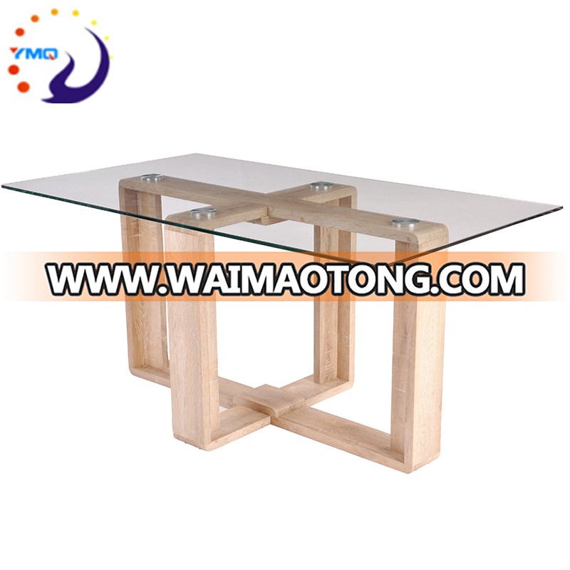 Tianjin furniture glass dining table wooden dining table